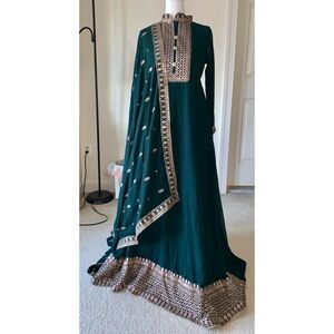 Green Embroidered Anarkali